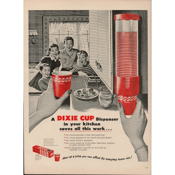 1954 DIXIE CUP Dispenser Vintage Print Ad (L5) - Picture 1 of 3